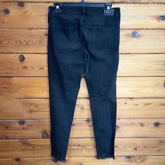 American Eagle Super Low Jeggings Black Distressed Size 4 - Picture 2 of 7